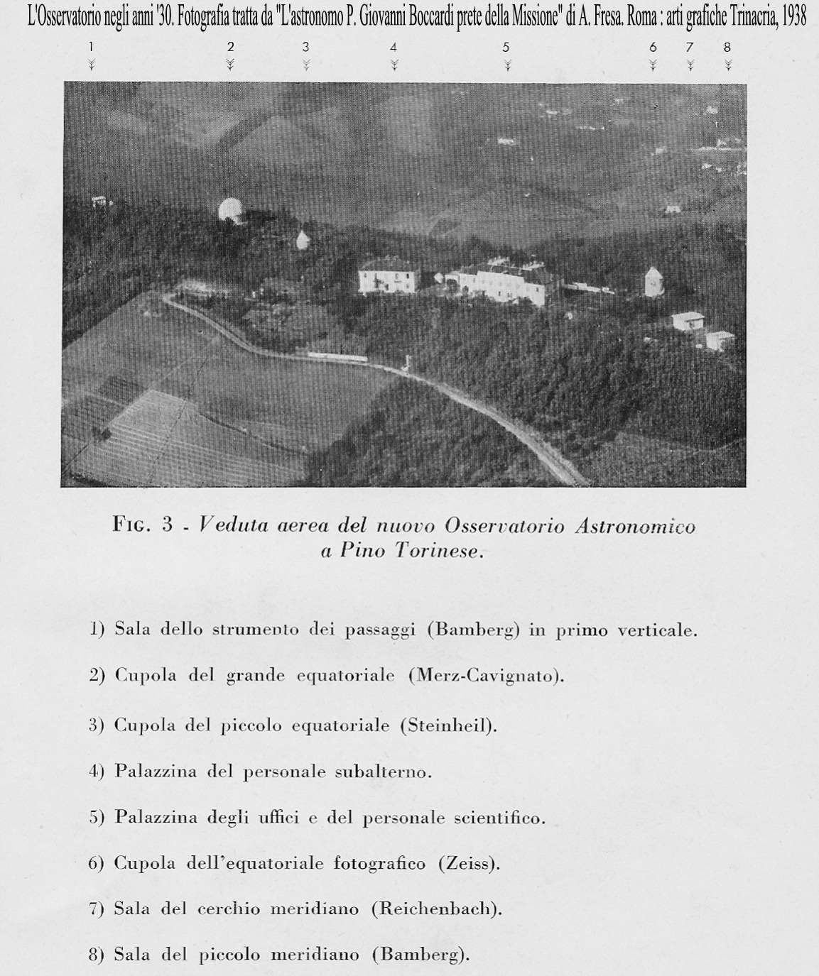 Veduta aerea dell'Osservatorio Astronomico a Pino Torinese, 1938